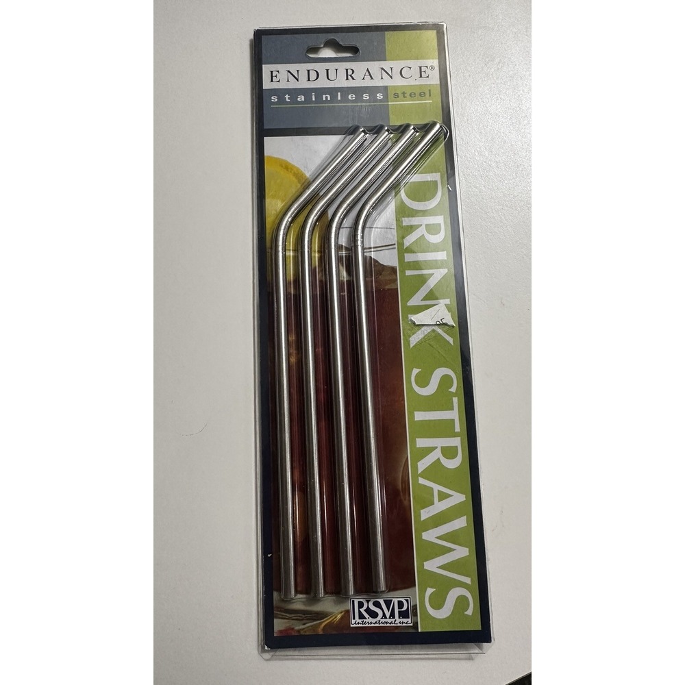Set of 4 Stainless Steel Drinking Straws USA SHIP Reusable 8.5" - NEW IN PACKAGE